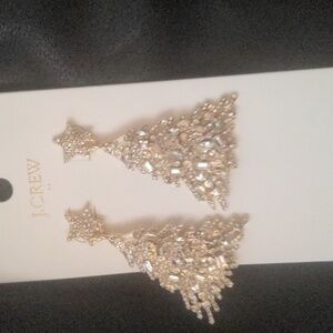 J. Crew crystal pave Christmas tree earrings nwt